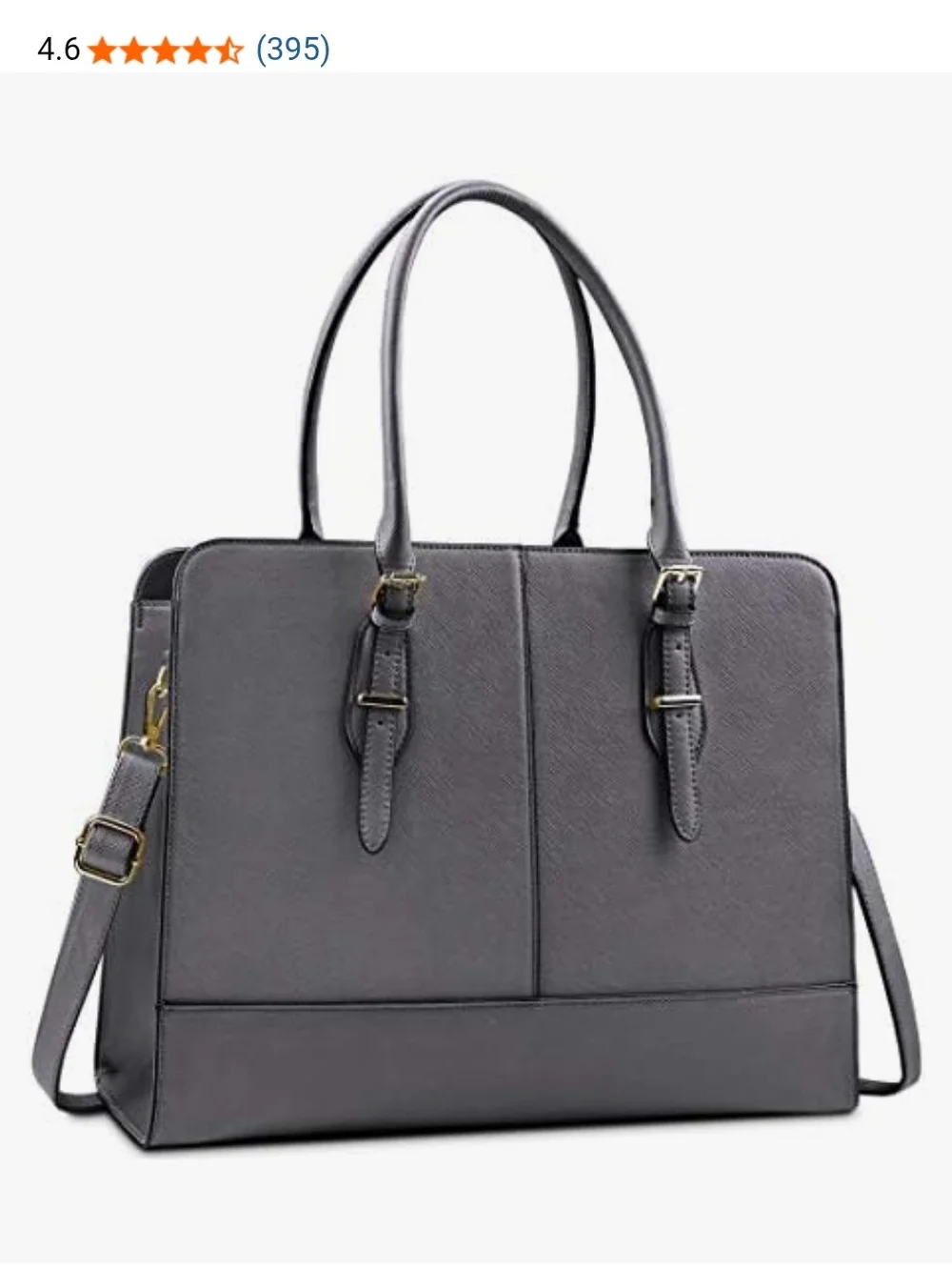 Structured Tote/Laptop Bag with Gold Hardware